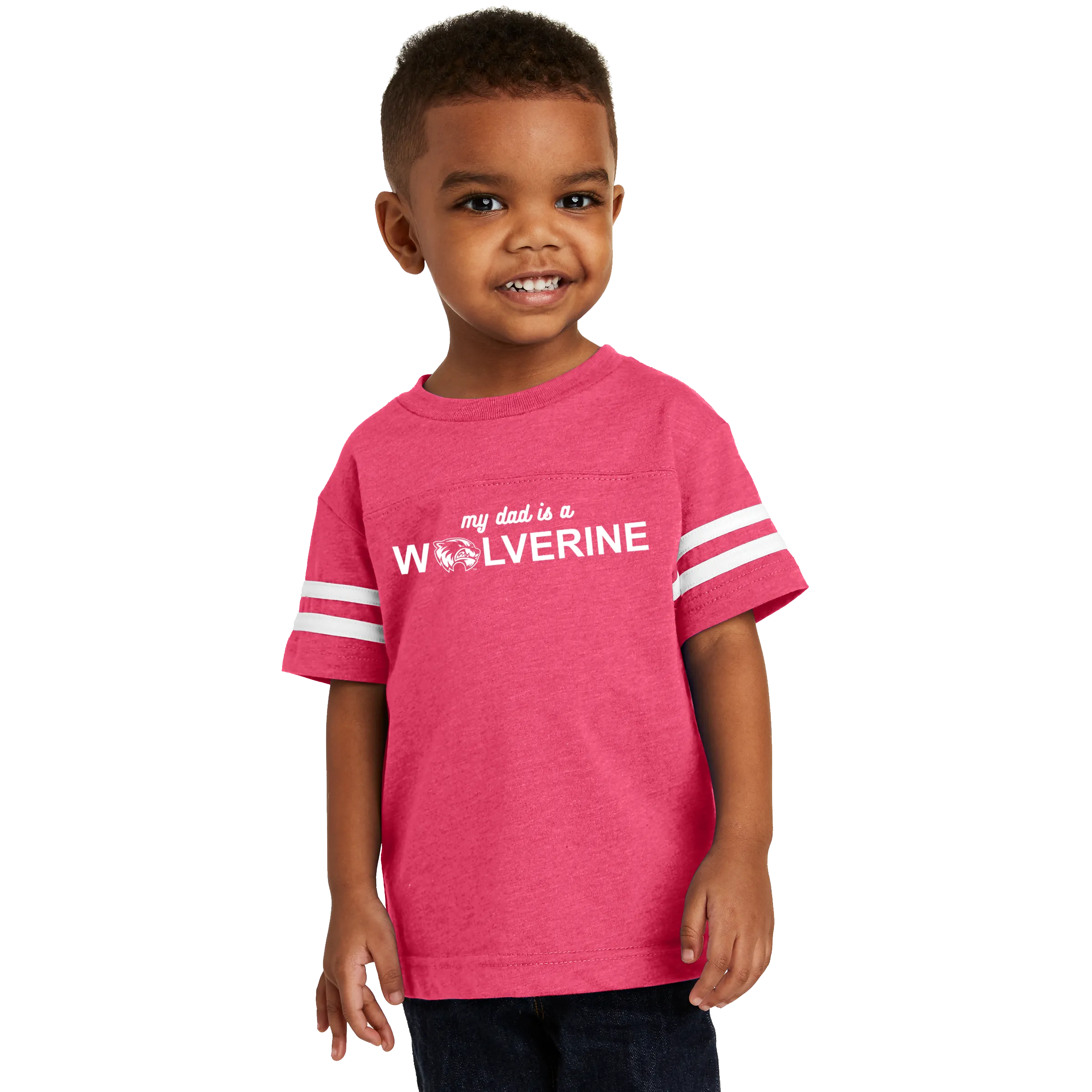 Rabbit Skins Toddler Football Fine Jersey Tee - My Dad is a Wolverine