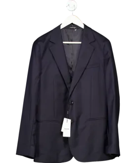 REISS Blue Single Breasted Wool Suit Jacket Slim-fit In Navy UK 40" CHEST