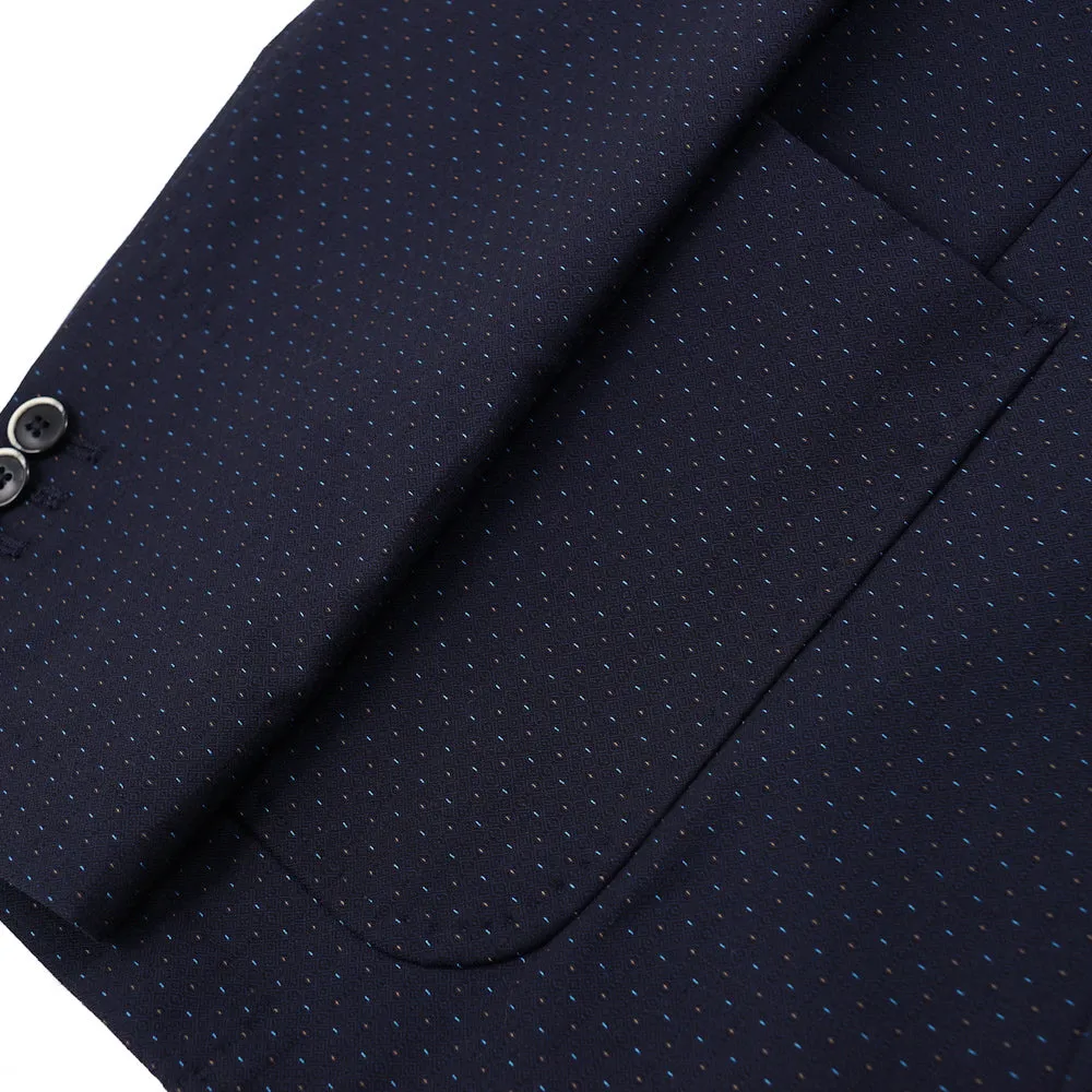 Roda Navy Jacquard Wool-Cotton Suit