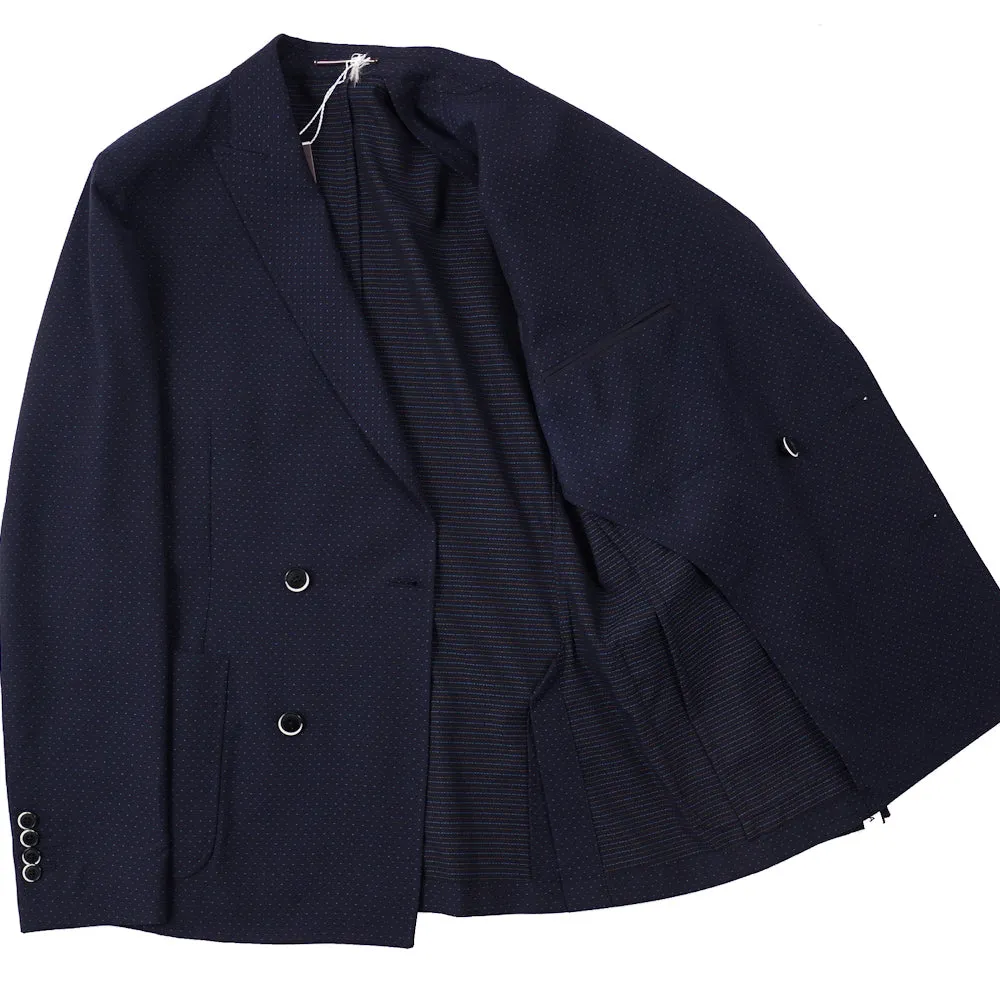 Roda Navy Jacquard Wool-Cotton Suit
