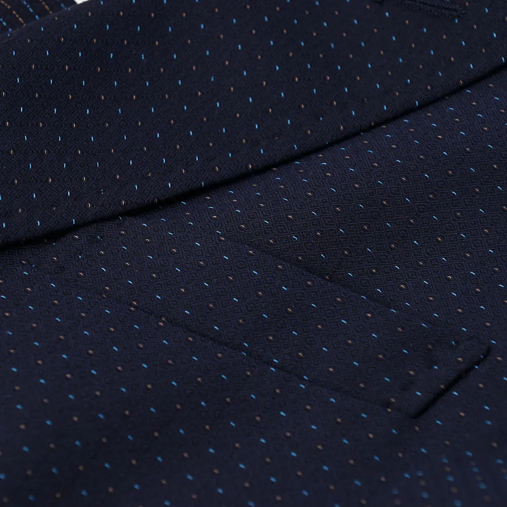 Roda Navy Jacquard Wool-Cotton Suit