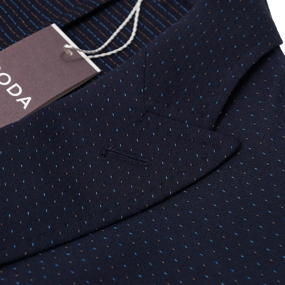 Roda Navy Jacquard Wool-Cotton Suit