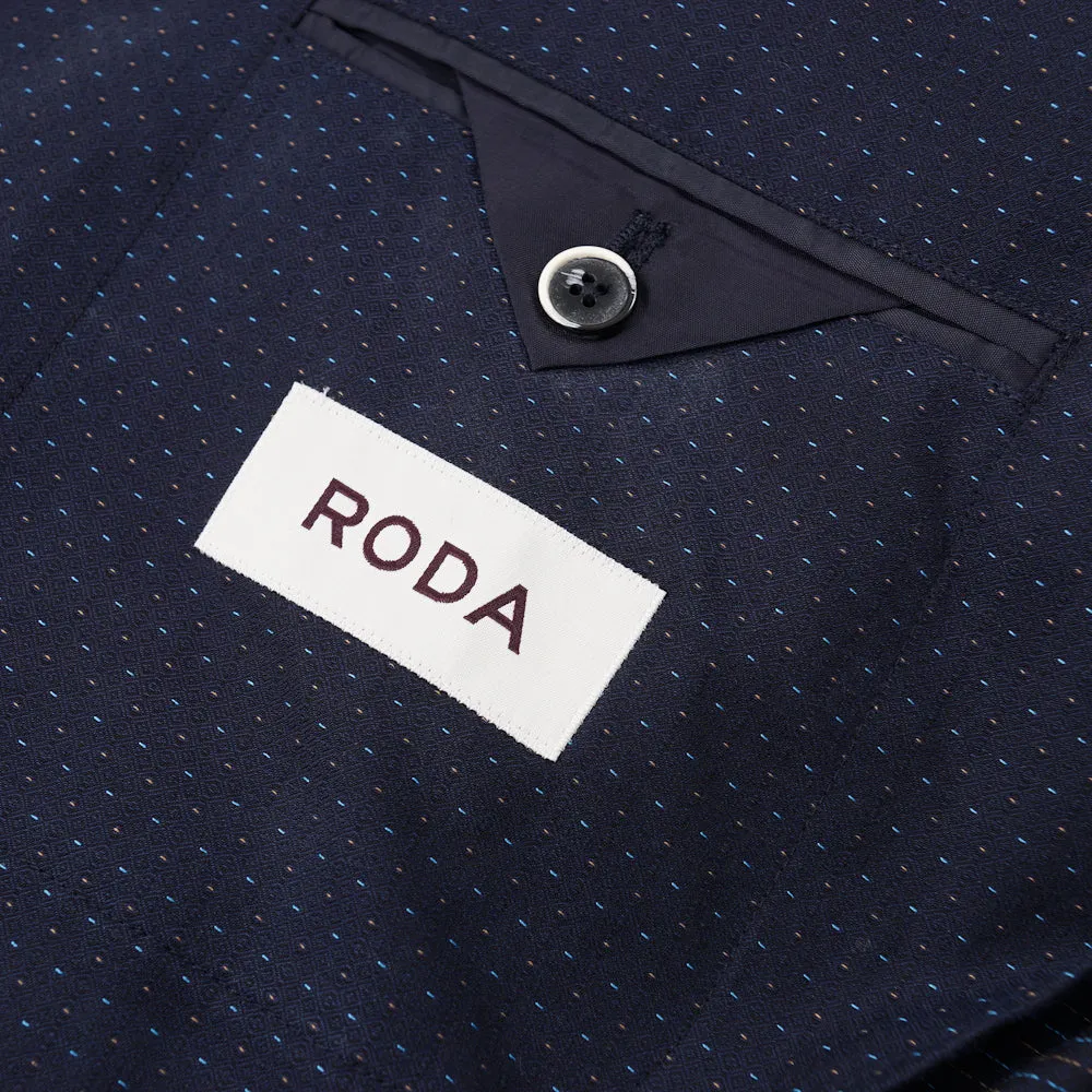 Roda Navy Jacquard Wool-Cotton Suit