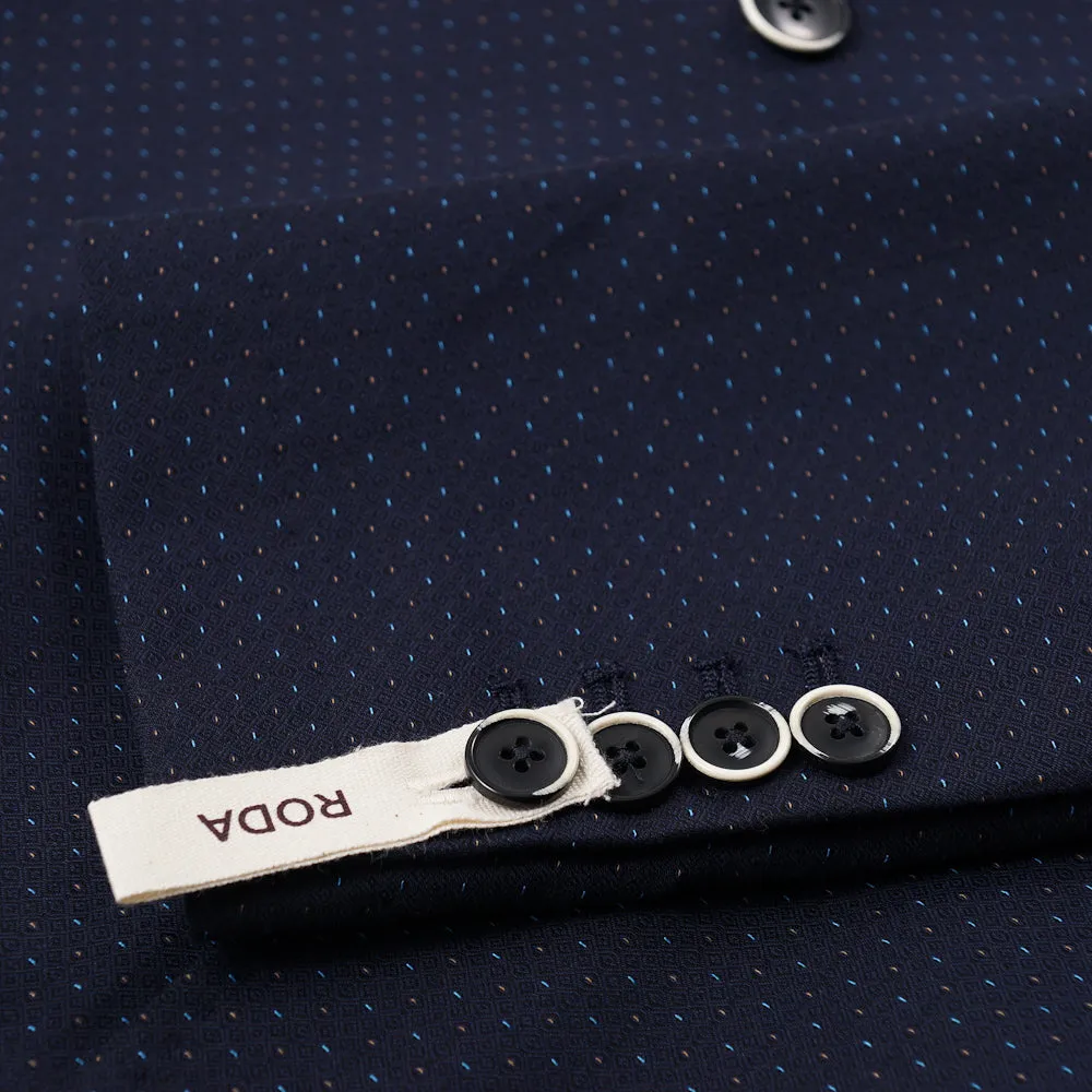 Roda Navy Jacquard Wool-Cotton Suit