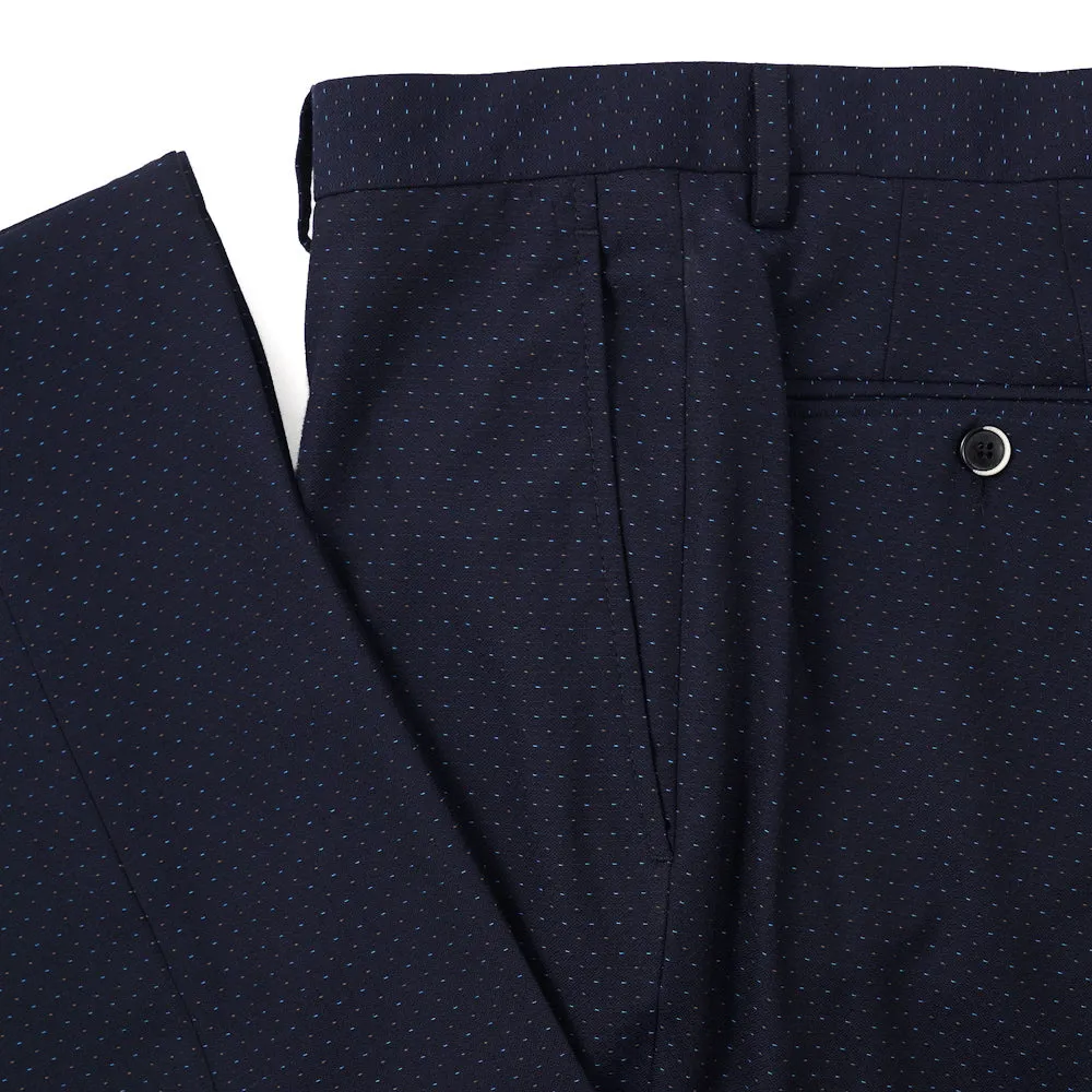 Roda Navy Jacquard Wool-Cotton Suit