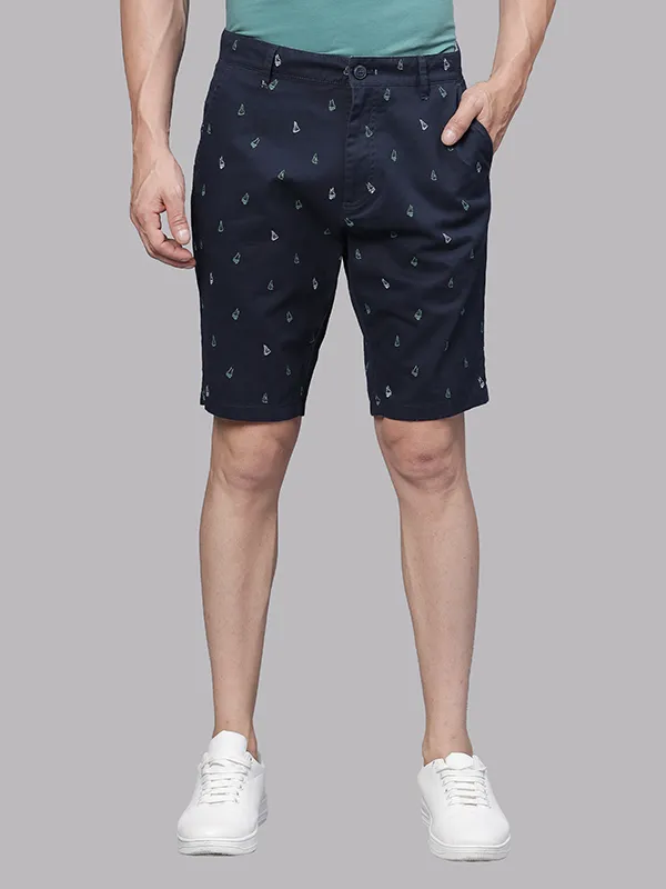Sailboat Print Dark Navy Chino Shorts