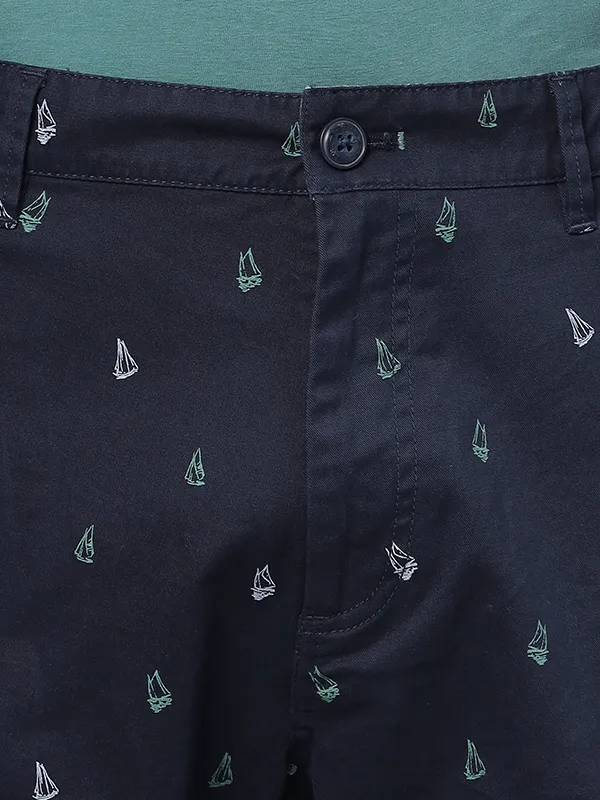 Sailboat Print Dark Navy Chino Shorts
