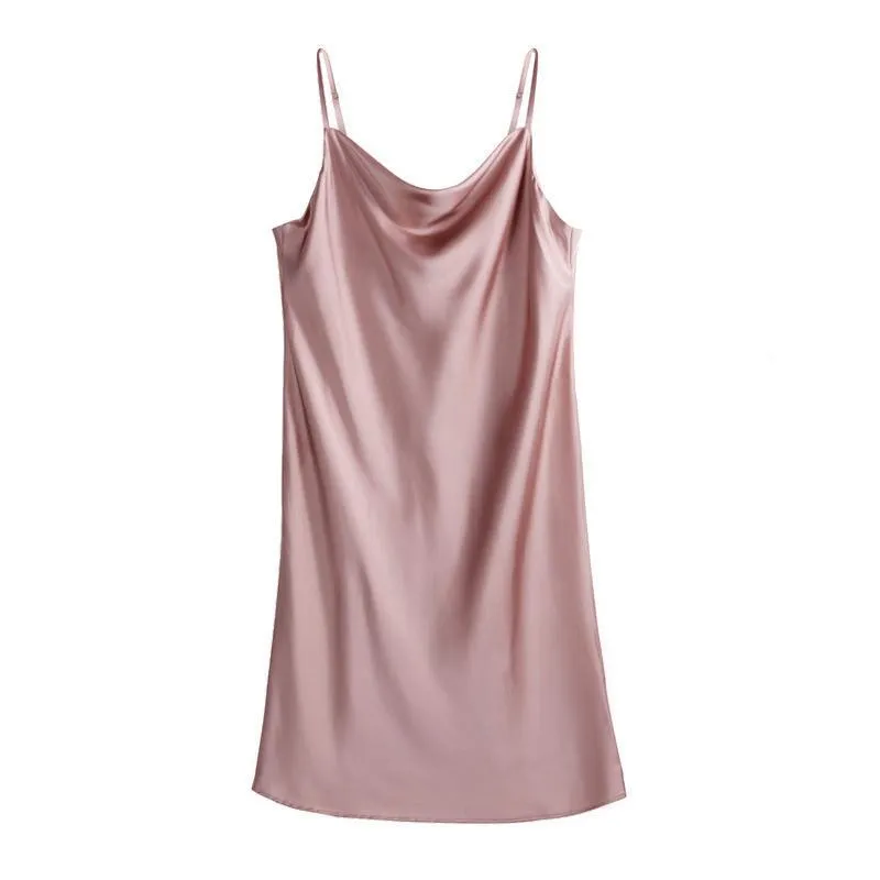 Sexy V-Neck 100% Silk Short Chemise Summer Backless Silk Night Dress Nightgown