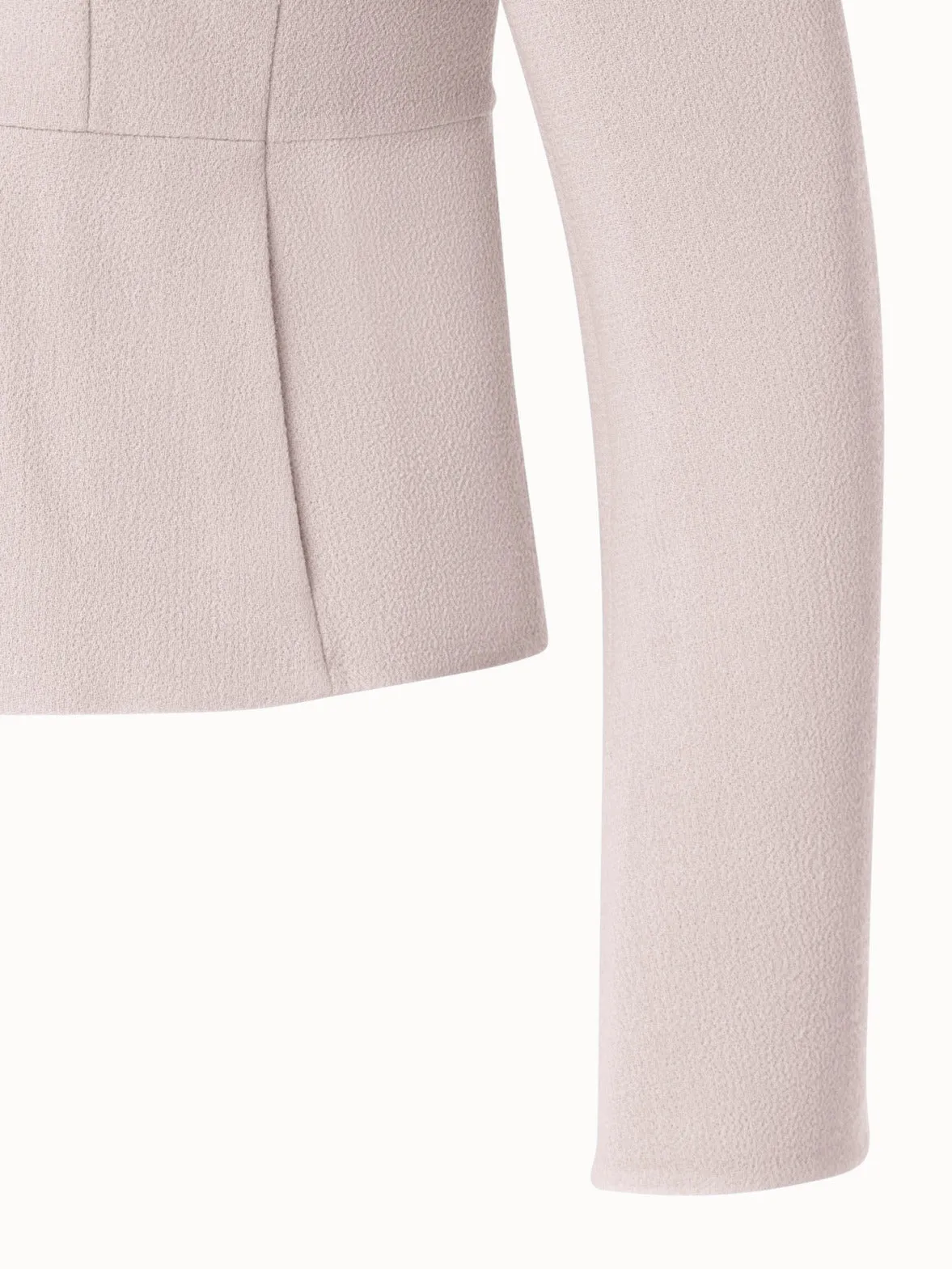 Short Wool Crpe Double-Face Mock Neck Jacket