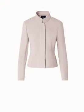 Short Wool Crpe Double-Face Mock Neck Jacket