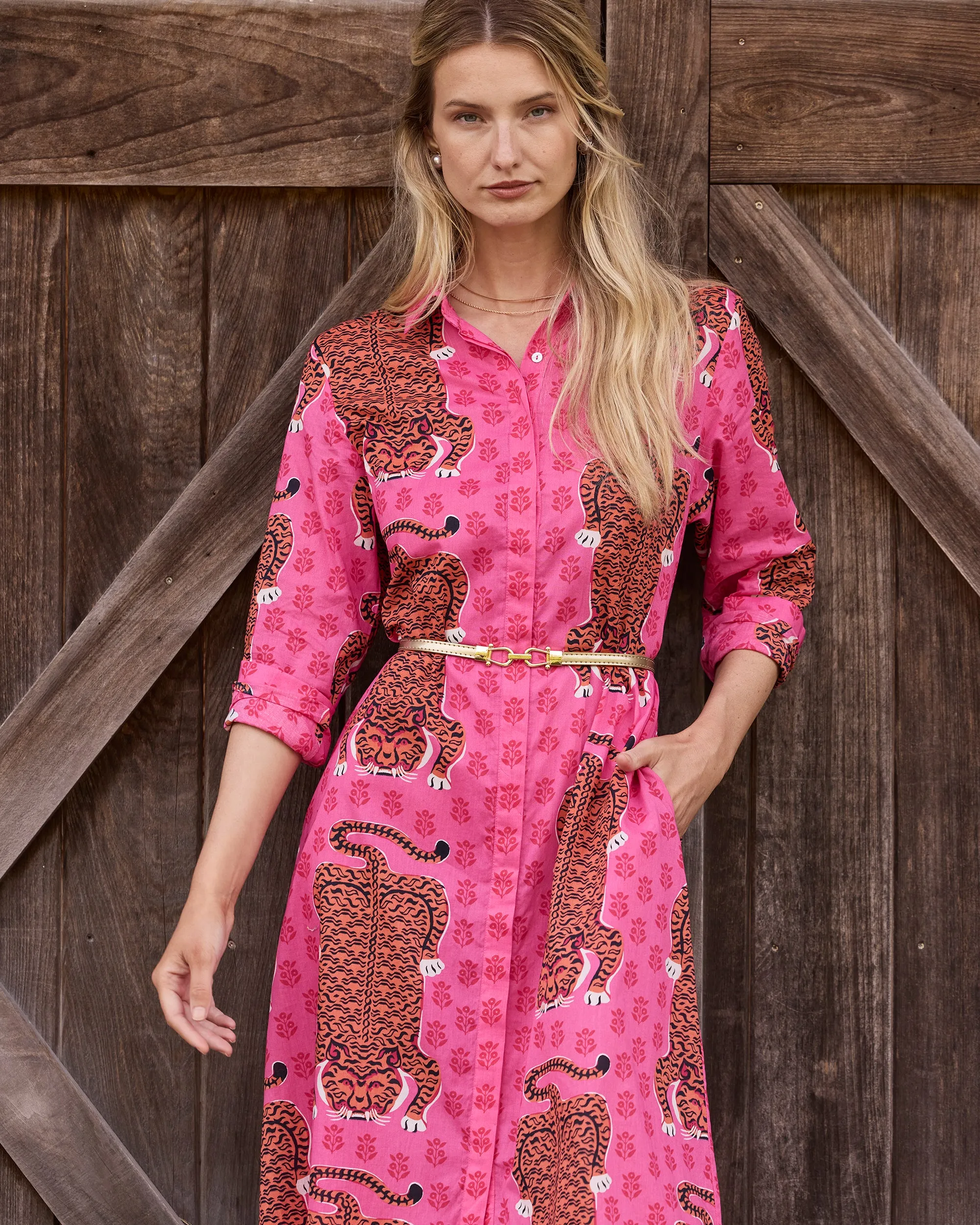 Siberian Stripes - Monaco Dress - Neon Rose