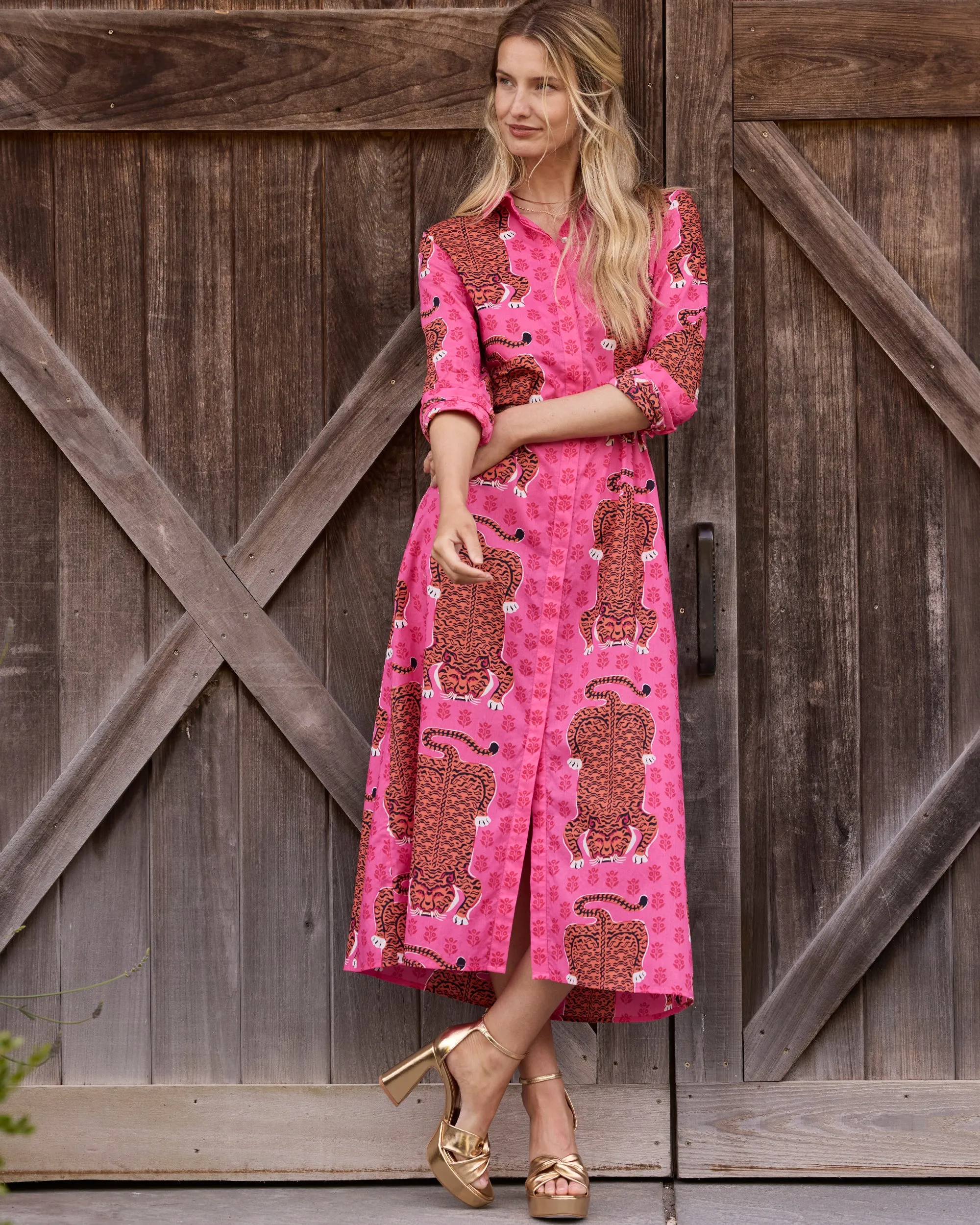 Siberian Stripes - Monaco Dress - Neon Rose