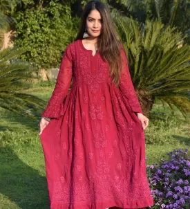 Sneh Premium Viscose Chikankari Gown