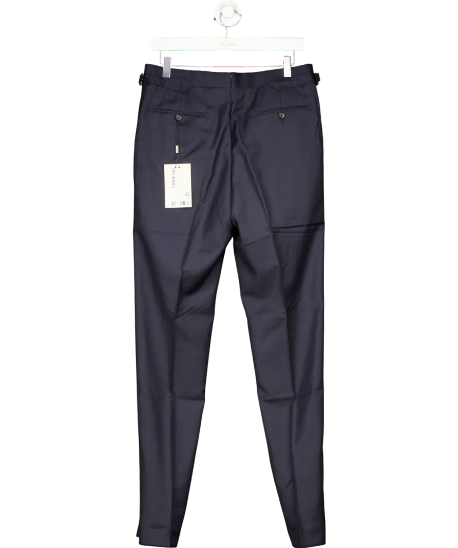 Suit Supply Blue Bird's Eye Slim Leg Straight Suit Trousers W30
