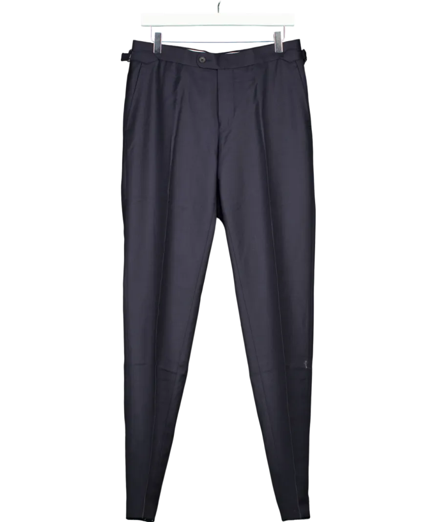 Suit Supply Blue Bird's Eye Slim Leg Straight Suit Trousers W30