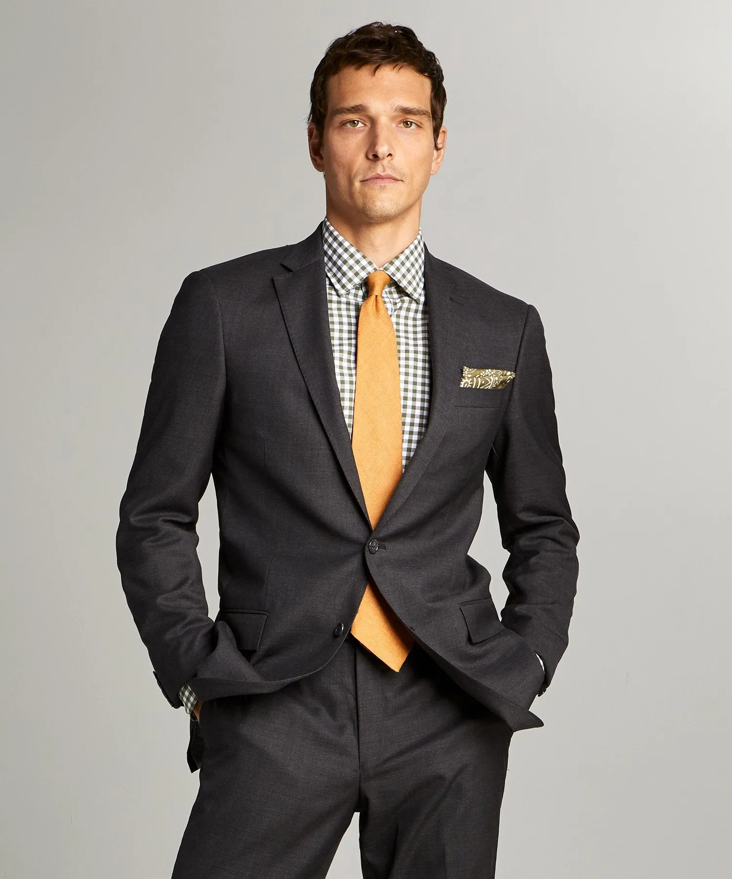 Sutton Stretch Tropical Wool Suit Jacket in Dark Charcoal