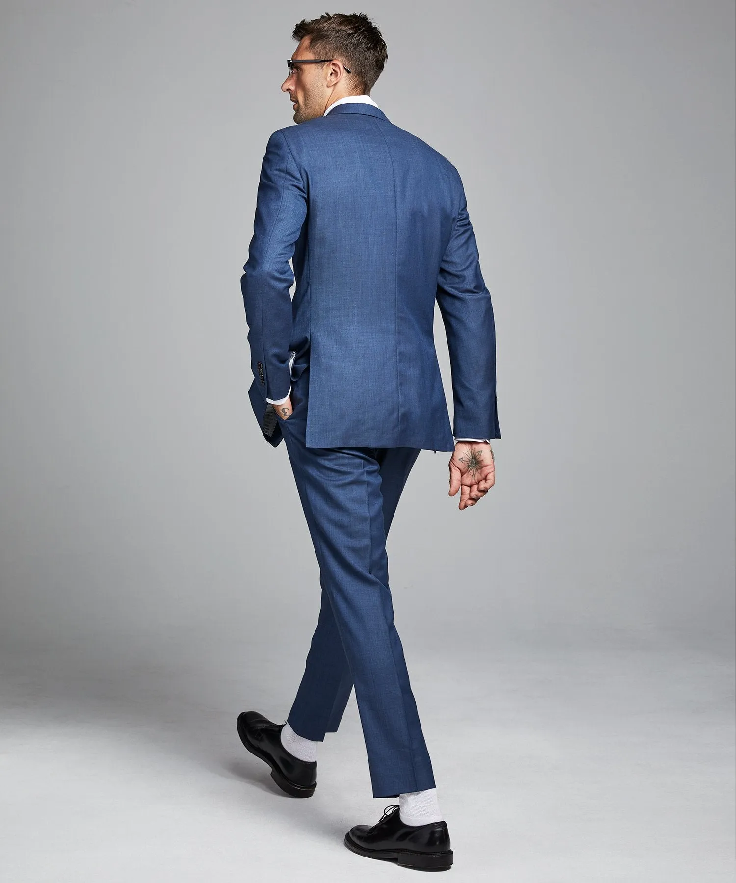 Sutton Stretch Tropical Wool Suit Jacket In Petrol Blue