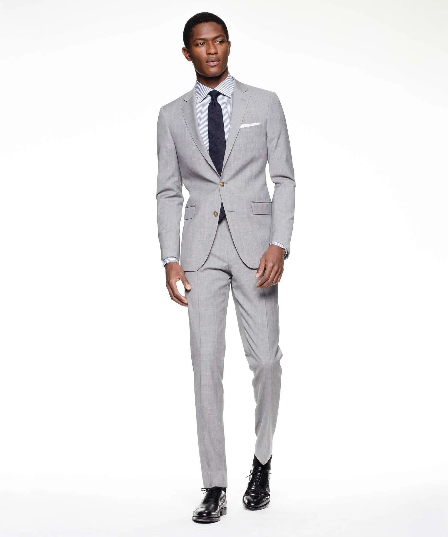 Sutton Suit Jacket in Italian Grey Windowpane Tropical Wool