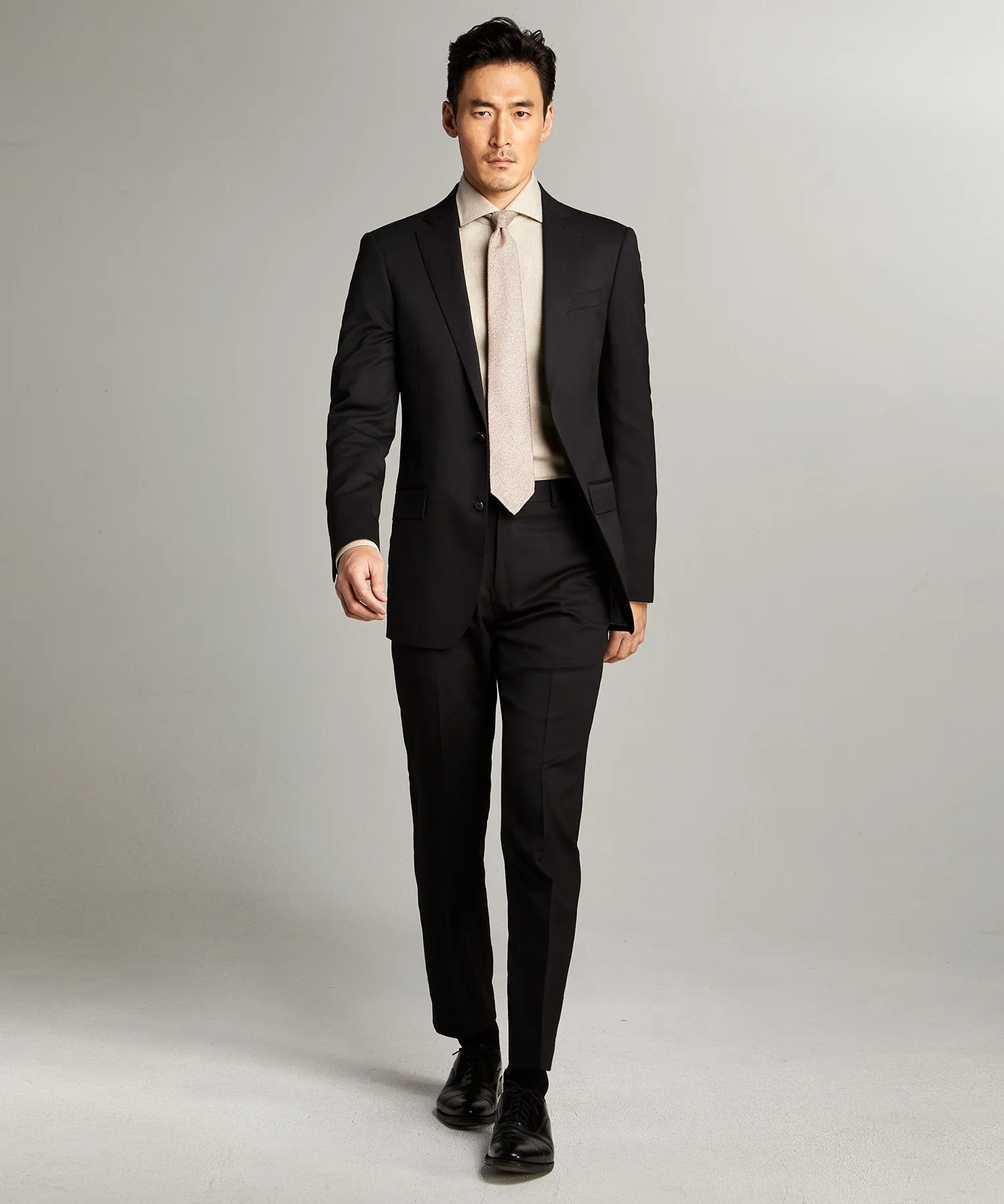 Sutton Suit Pant in Italian Natural Stretch Black Wool