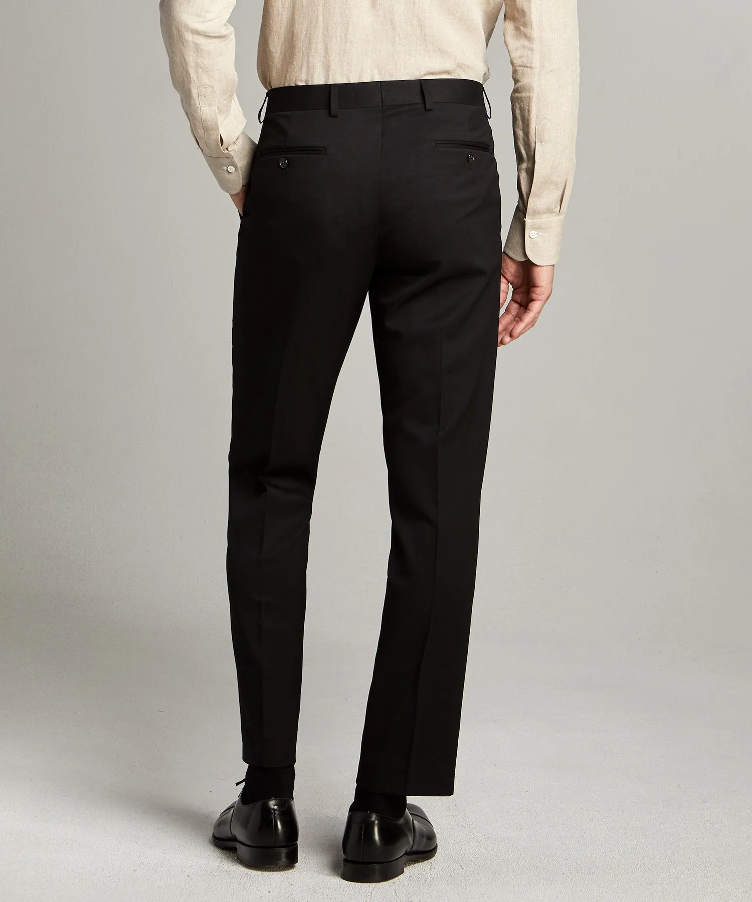Sutton Suit Pant in Italian Natural Stretch Black Wool