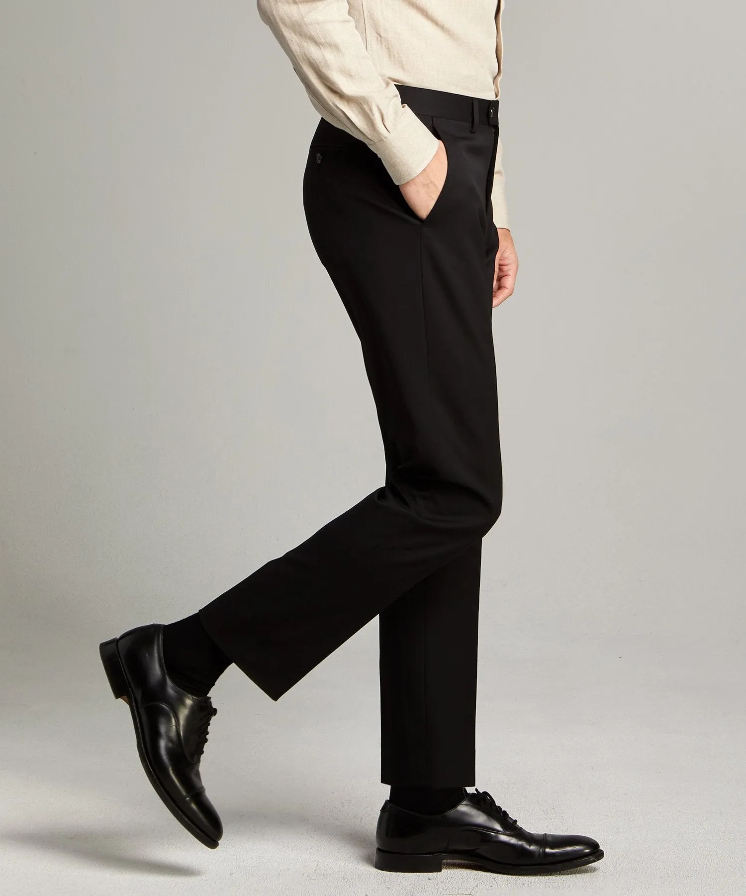 Sutton Suit Pant in Italian Natural Stretch Black Wool