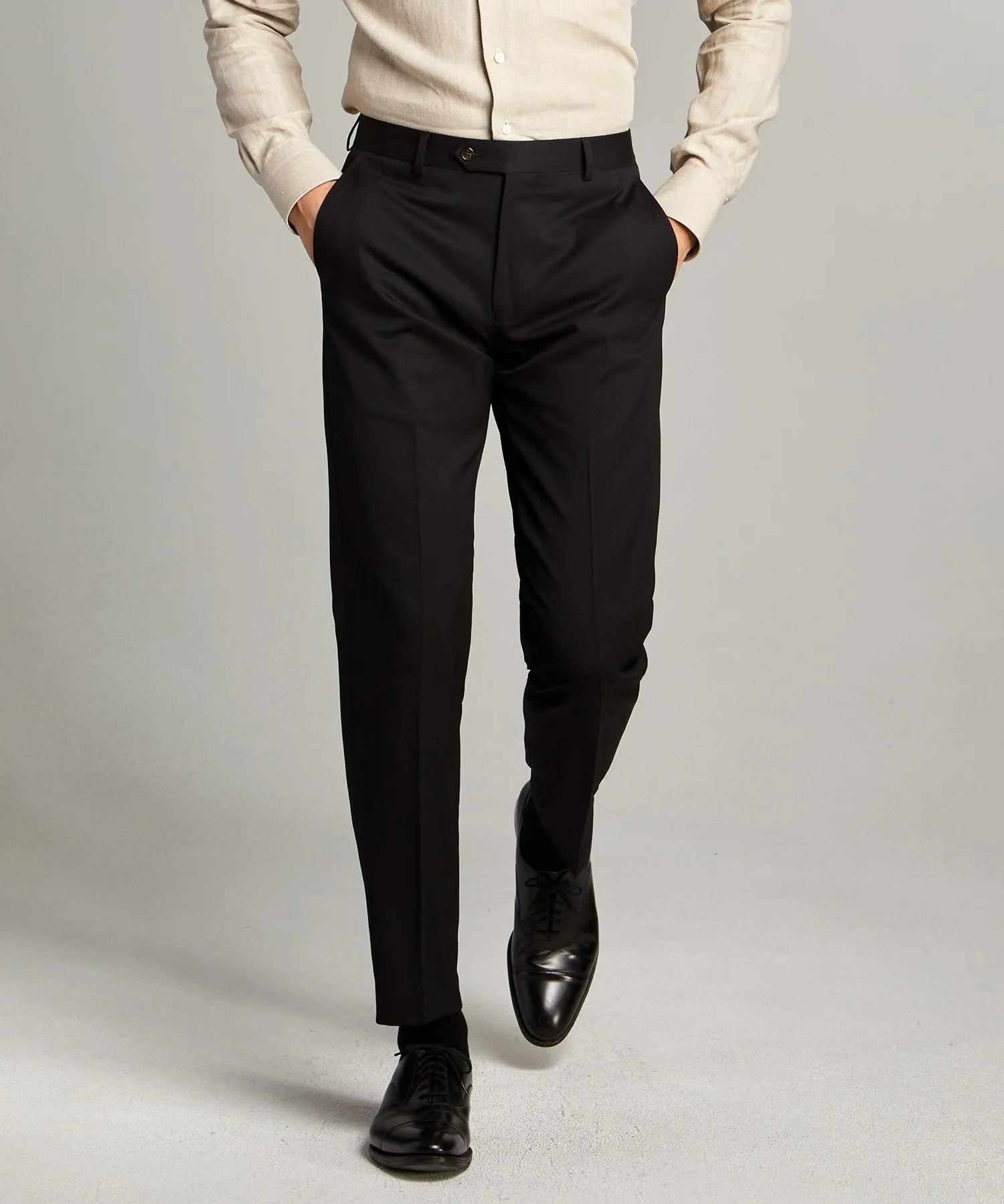 Sutton Suit Pant in Italian Natural Stretch Black Wool