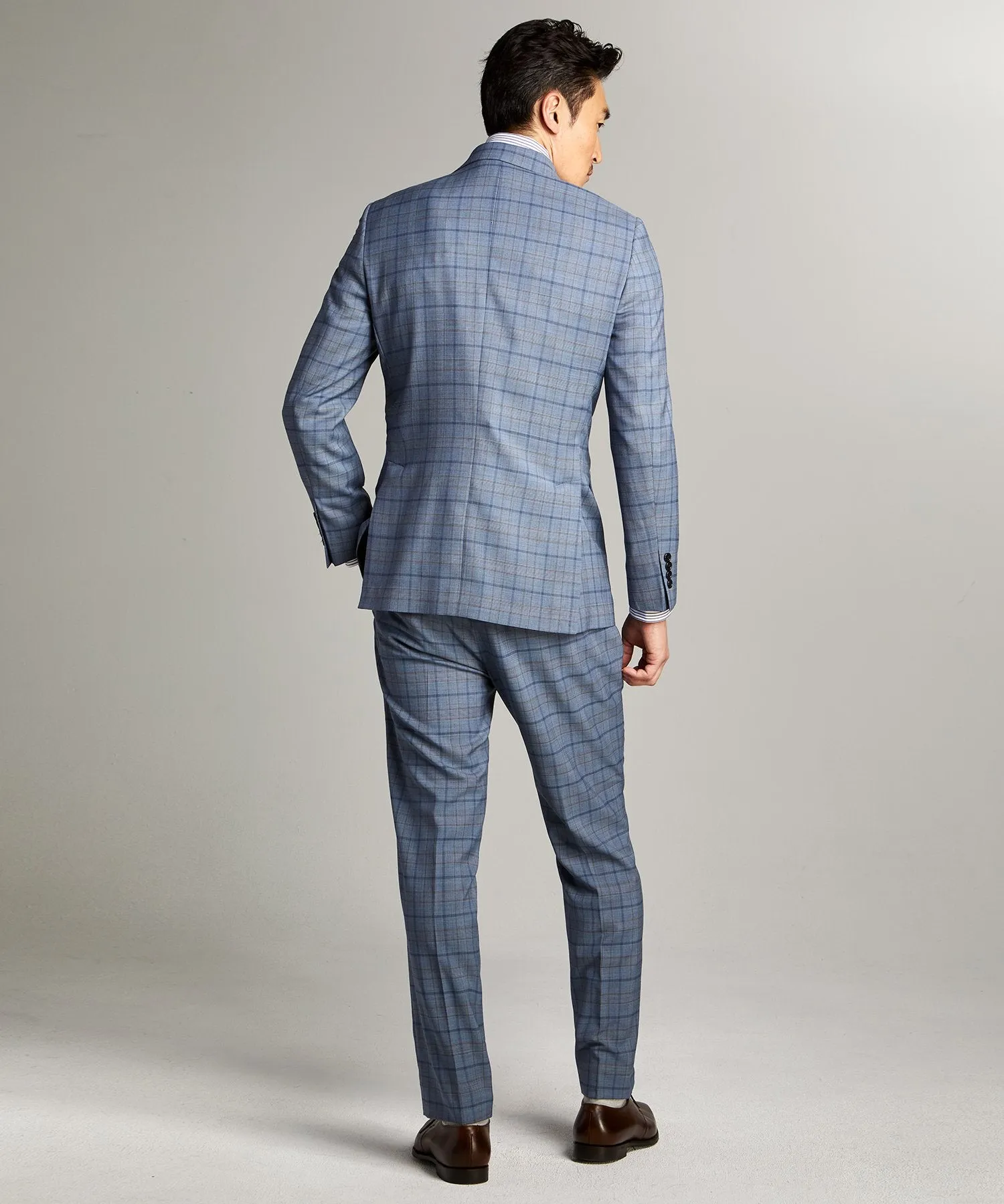 Sutton Wool Suit Jacket in Blue Check