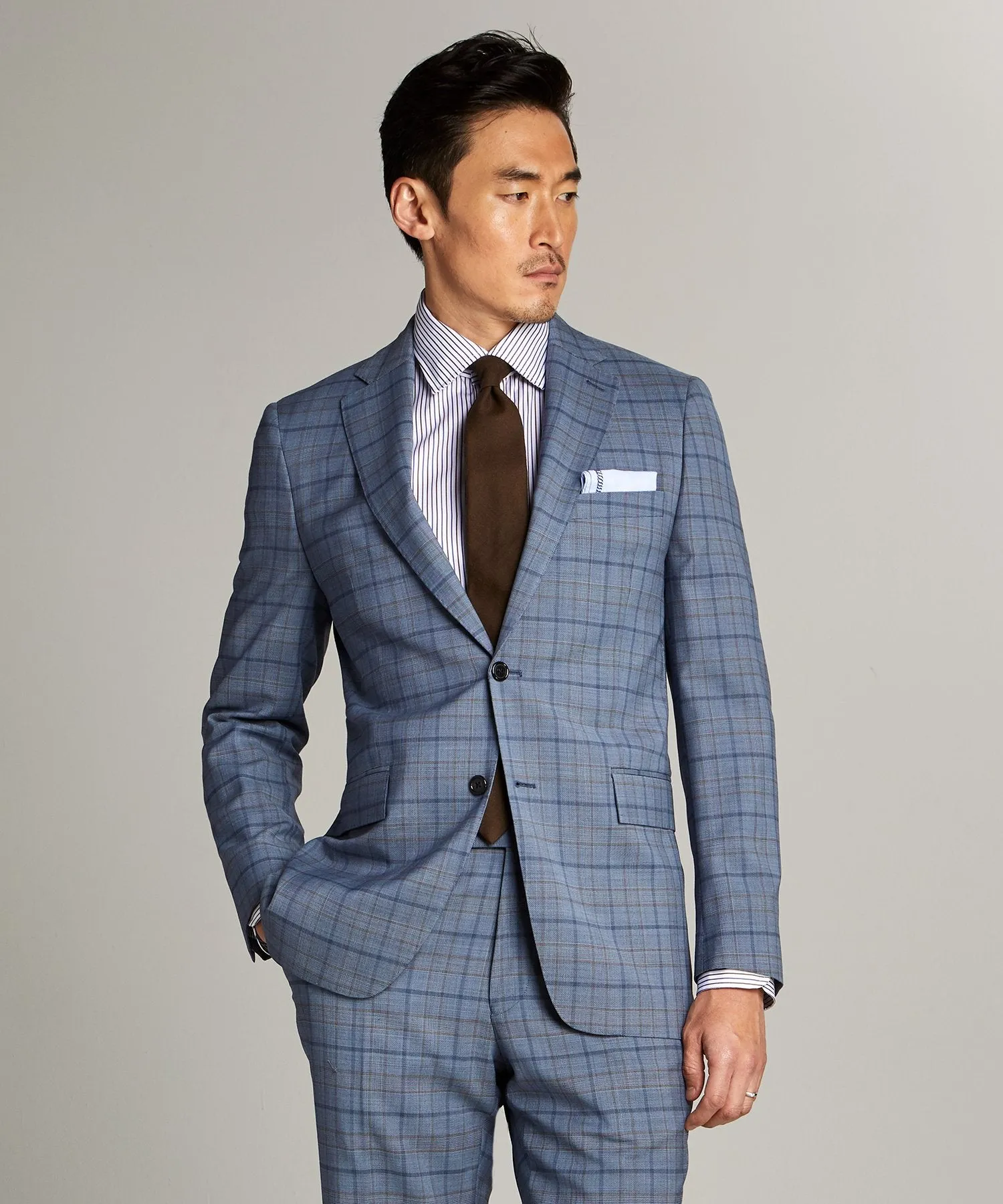 Sutton Wool Suit Jacket in Blue Check