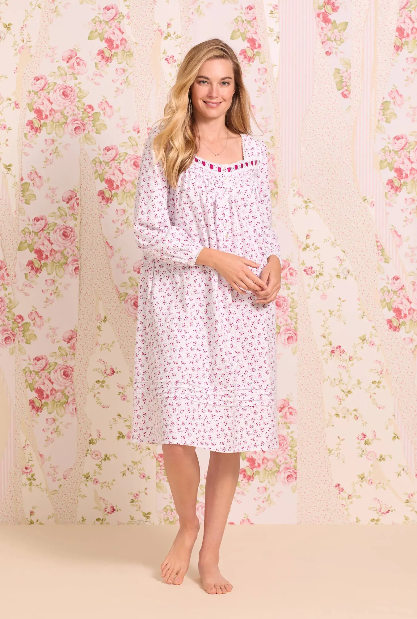 Sweet Holiday Floral Heritage Cotton Flannel Waltz Nightgown