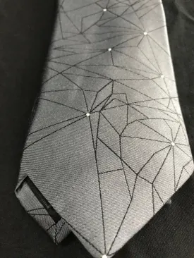 Van Heusen Mens Tie Silver Grey with Linear Pattern