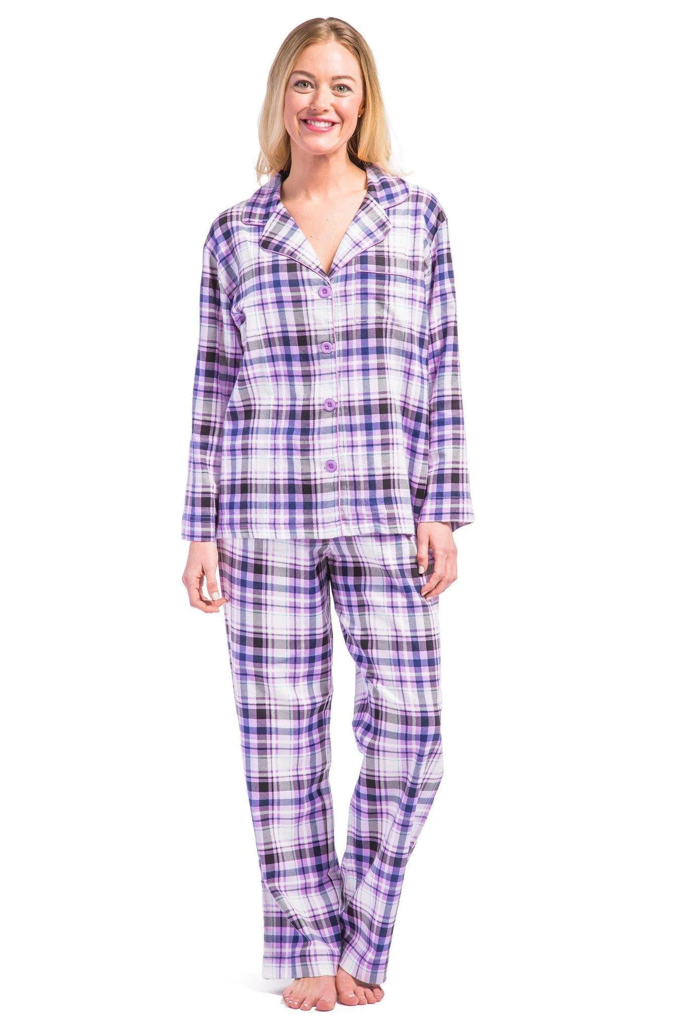Women's EcoFlannel? Full Length Plaid Pajama Set with Gift Box