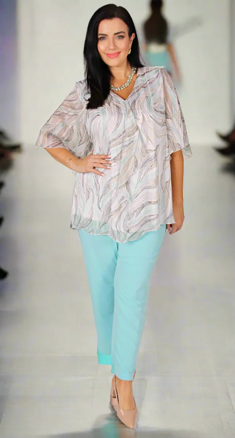 Wonderful Waterfall Front Top  White|Mint