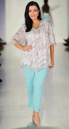 Wonderful Waterfall Front Top  White|Mint