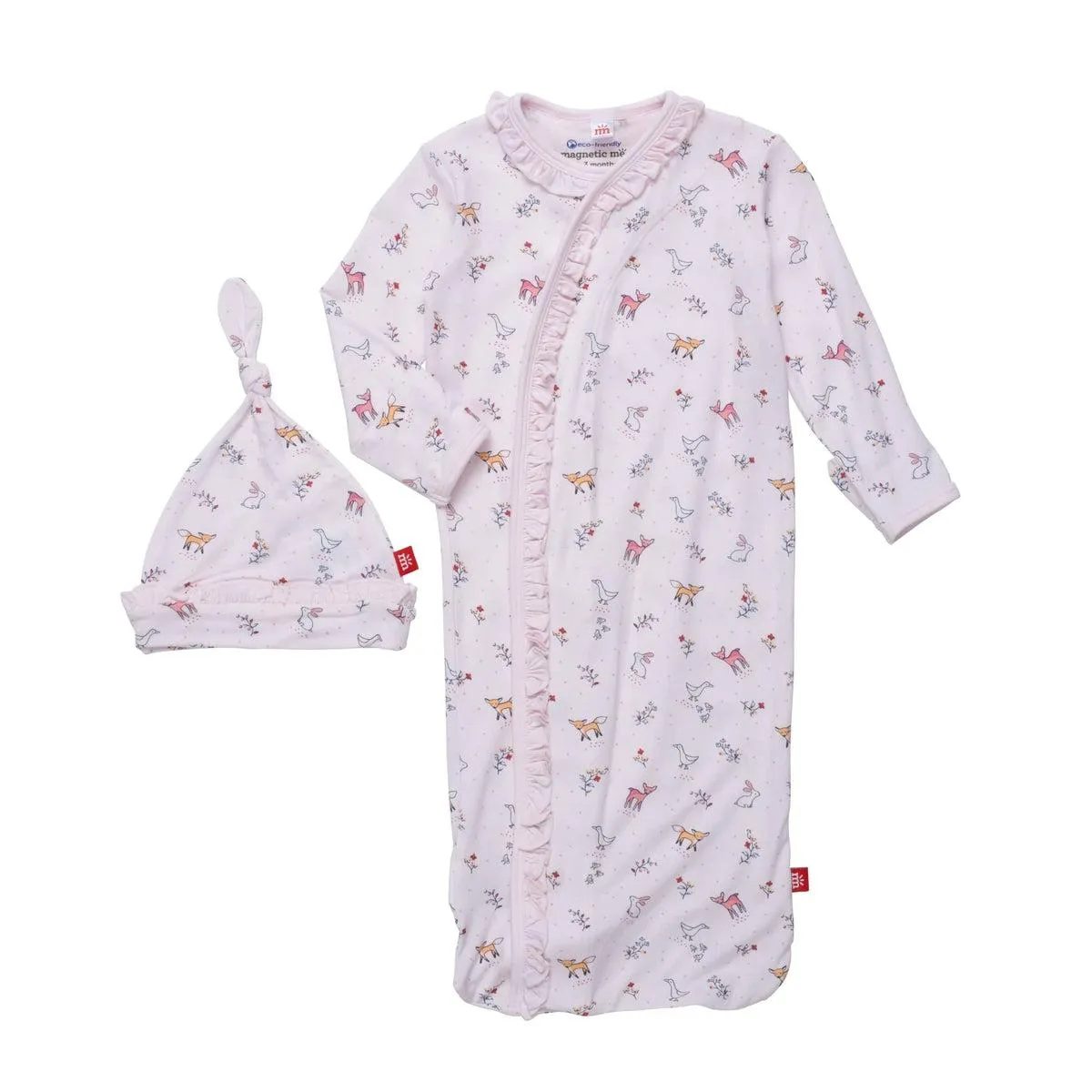 woodsy tale modal magnetic cozy sleeper gown   hat set | pink