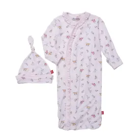 woodsy tale modal magnetic cozy sleeper gown   hat set | pink