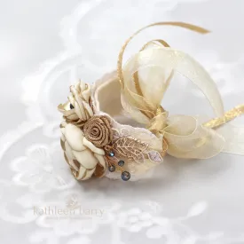 Wrist Corsage Lace fabric flowers - Bridal or Prom - color options available
